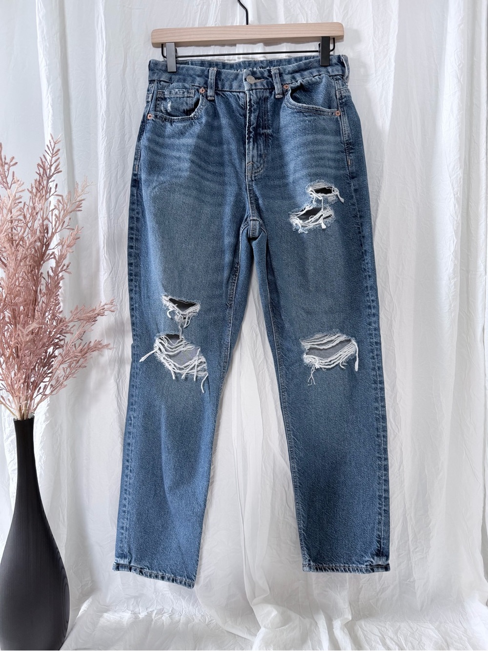American Eagle Outfitters Distressed Strigid Curvy Mom Jeans